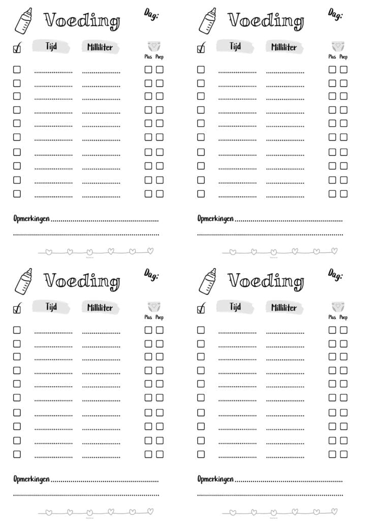 a4 schema voeding x4